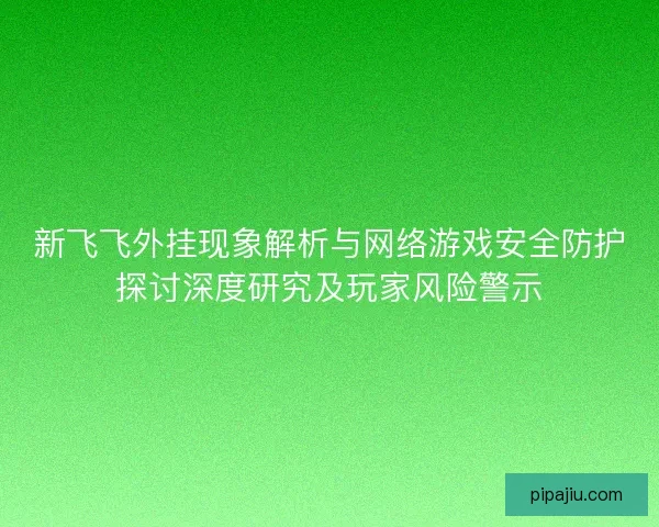 新飞飞外挂现象解析与网络游戏安全防护探讨深度研究及玩家风险警示