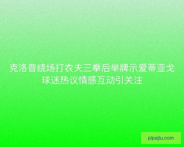 克洛普绕场打农夫三拳后举牌示爱蒂亚戈球迷热议情感互动引关注