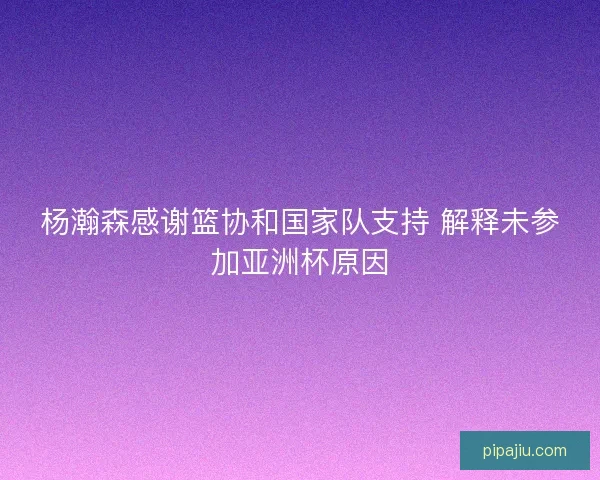 杨瀚森感谢篮协和国家队支持 解释未参加亚洲杯原因
