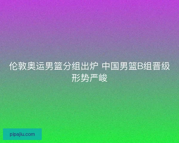 伦敦奥运男篮分组出炉 中国男篮B组晋级形势严峻