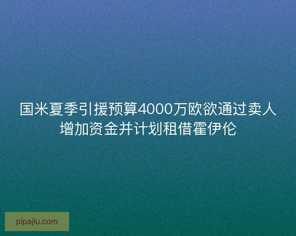 国米夏季引援预算4000万欧欲通过卖人增加资金并计划租借霍伊伦